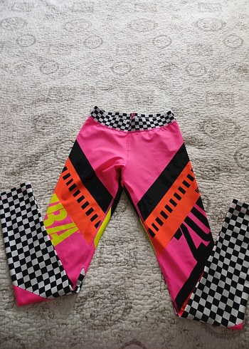 Renkli Desenli Kadın Spor Taytı Velcro Detaylı