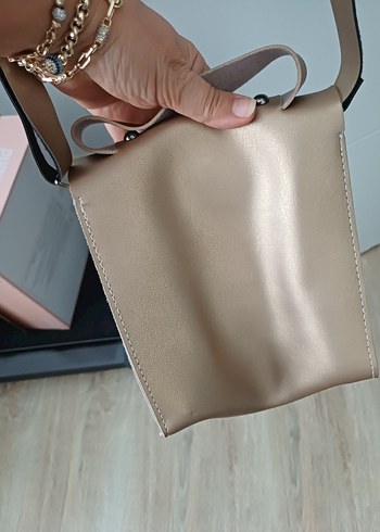 Bej Deri Kadın Çanta Tokalı - Görsel 3