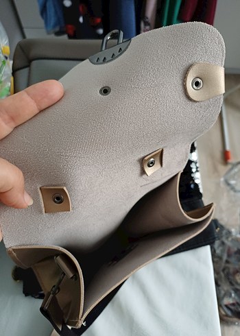 Bej Deri Kadın Çanta Tokalı - Görsel 4