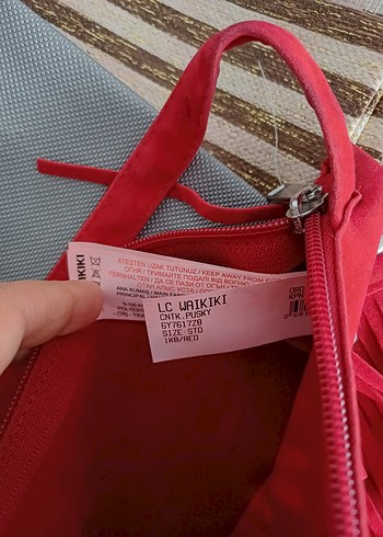 Püsküllü Kırmızı Süet Bohem Çanta - Görsel 3