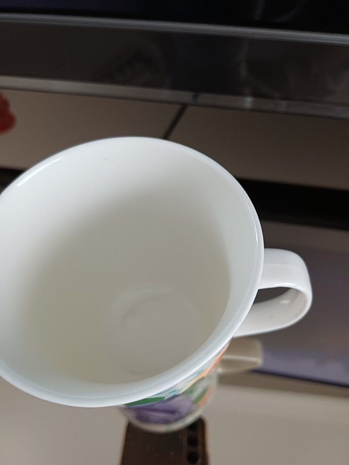 Renkli Mor Gül Desenli Porselen Kupa - Görsel 2