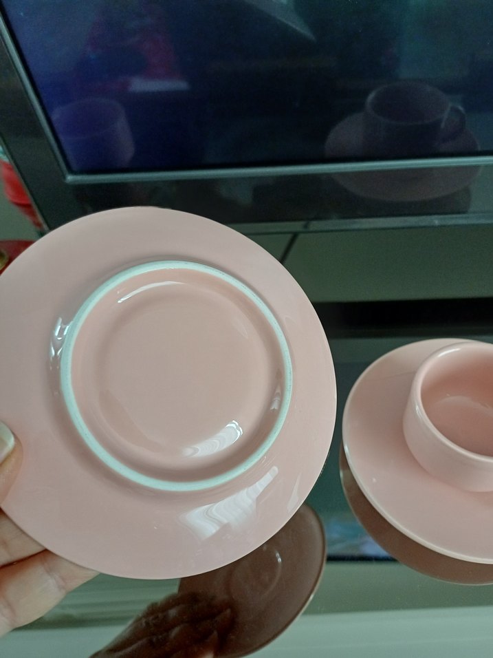 Pastel Pembe Seramik Fincan ve Tabak Seti - Görsel 3