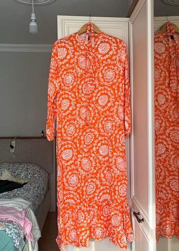 Bohem Renkli Bağlama Desenli Uzun Elbise - Görsel 2