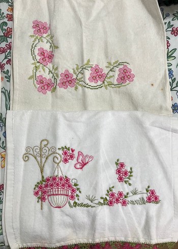 Nakışlı Bohem Tarzı Çok Renkli çeyizlik 9 parça set havlular - Görsel 2