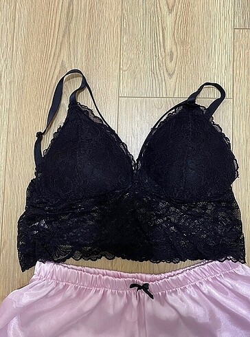 Pembe Saten Şortlu Bralet Takım - Görsel 2
