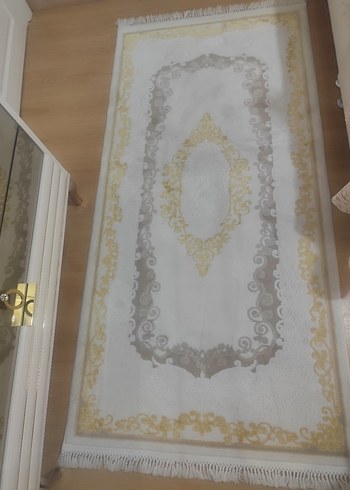 Nakışlı Beyaz Klasik Halı ipek - Görsel 2