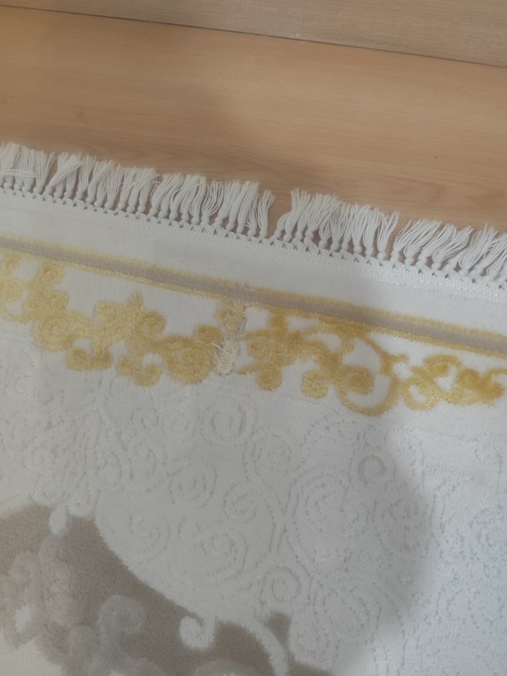 Nakışlı Beyaz Klasik Halı ipek - Görsel 3