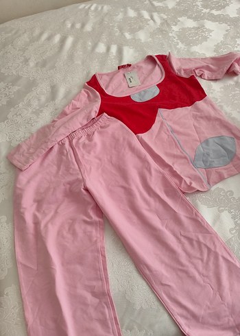 Pembe Uzun Kollu Midi Kadın Pijama Takımı