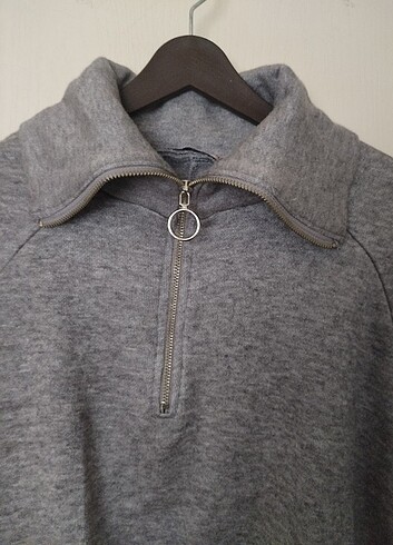 xl Beden gri Renk Koton Crop Sweatshirt