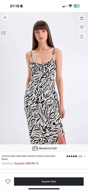 Zebra desenli Defacto elbise