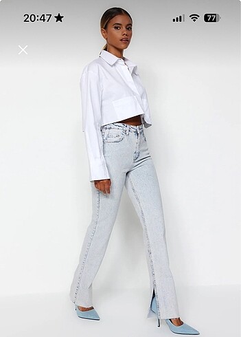 Trendyol & Milla Trendyolmilla Açık Mavi Yırtmaçlı Jeans