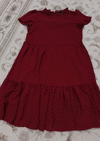 Bordo Puantiye Elbise - Görsel 3