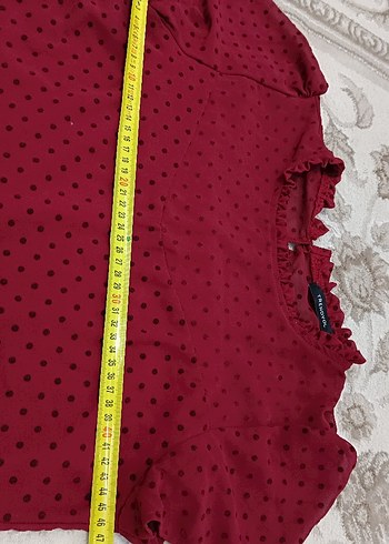 Bordo Puantiye Elbise - Görsel 7