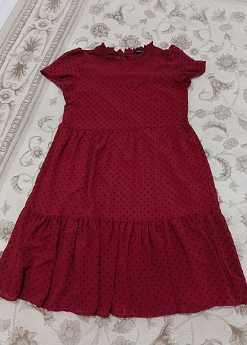 Bordo Puantiye Elbise - Görsel 2