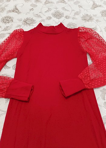 Dantel Kollu Uzun triko Elbise - Görsel 4