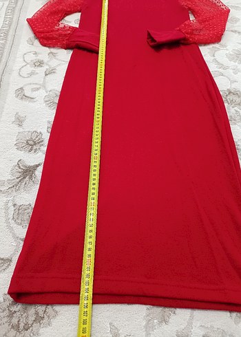 Dantel Kollu Uzun triko Elbise - Görsel 5