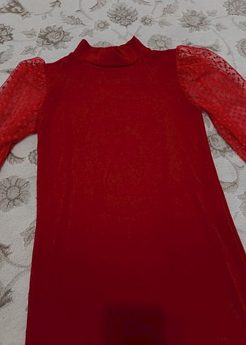 Dantel Kollu Uzun triko Elbise - Görsel 3