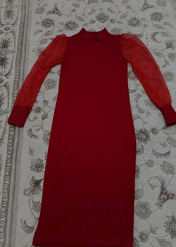 Dantel Kollu Uzun triko Elbise - Görsel 2