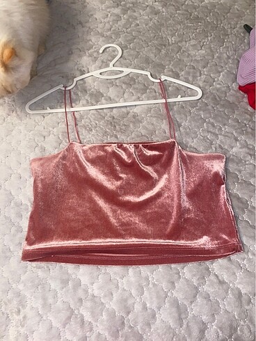 Kadife mini üst crop askılı