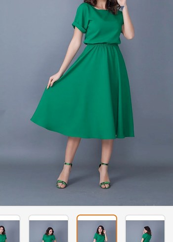 Yeşil Salaş Uzun Elbise - Görsel 3