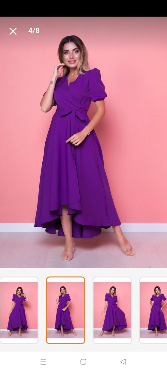 Mor Drapeli Uzun Kadın Elbise - Görsel 4