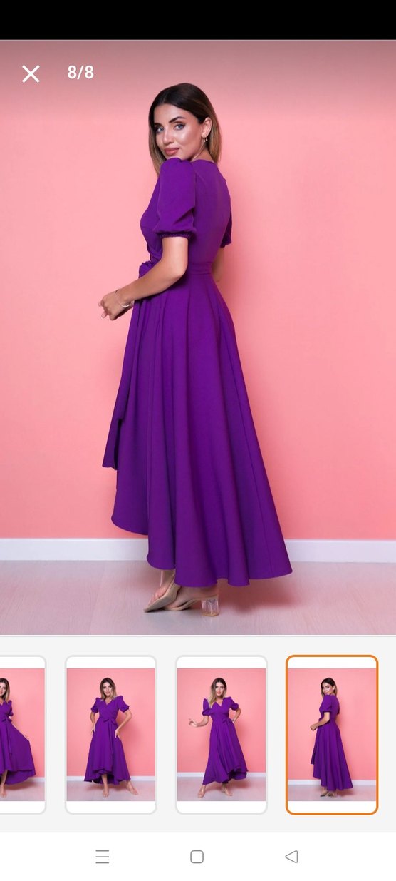 Mor Drapeli Uzun Kadın Elbise - Görsel 3