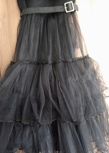 Kızlar için Siyah Gotik Straplez Elbise - Görsel 2