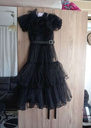 Kızlar için Siyah Gotik Straplez Elbise - Görsel 4