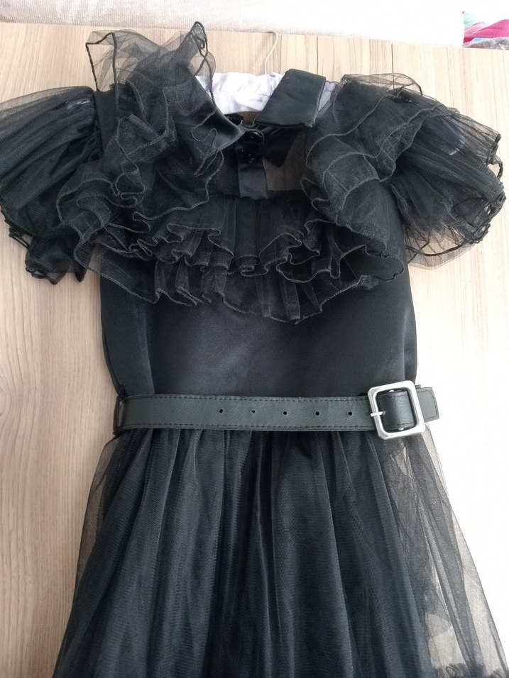 Kızlar için Siyah Gotik Straplez Elbise - Görsel 3