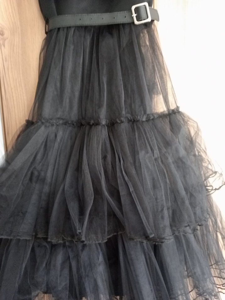 Kızlar için Siyah Gotik Straplez Elbise - Görsel 2