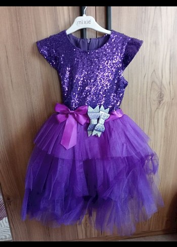 Mor Payetli Çocuk Elbisesi - Görsel 5