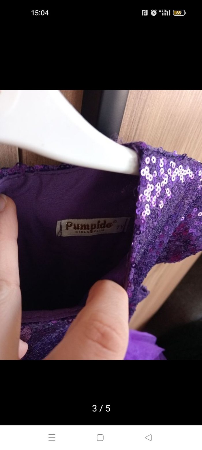 Mor Payetli Çocuk Elbisesi - Görsel 2