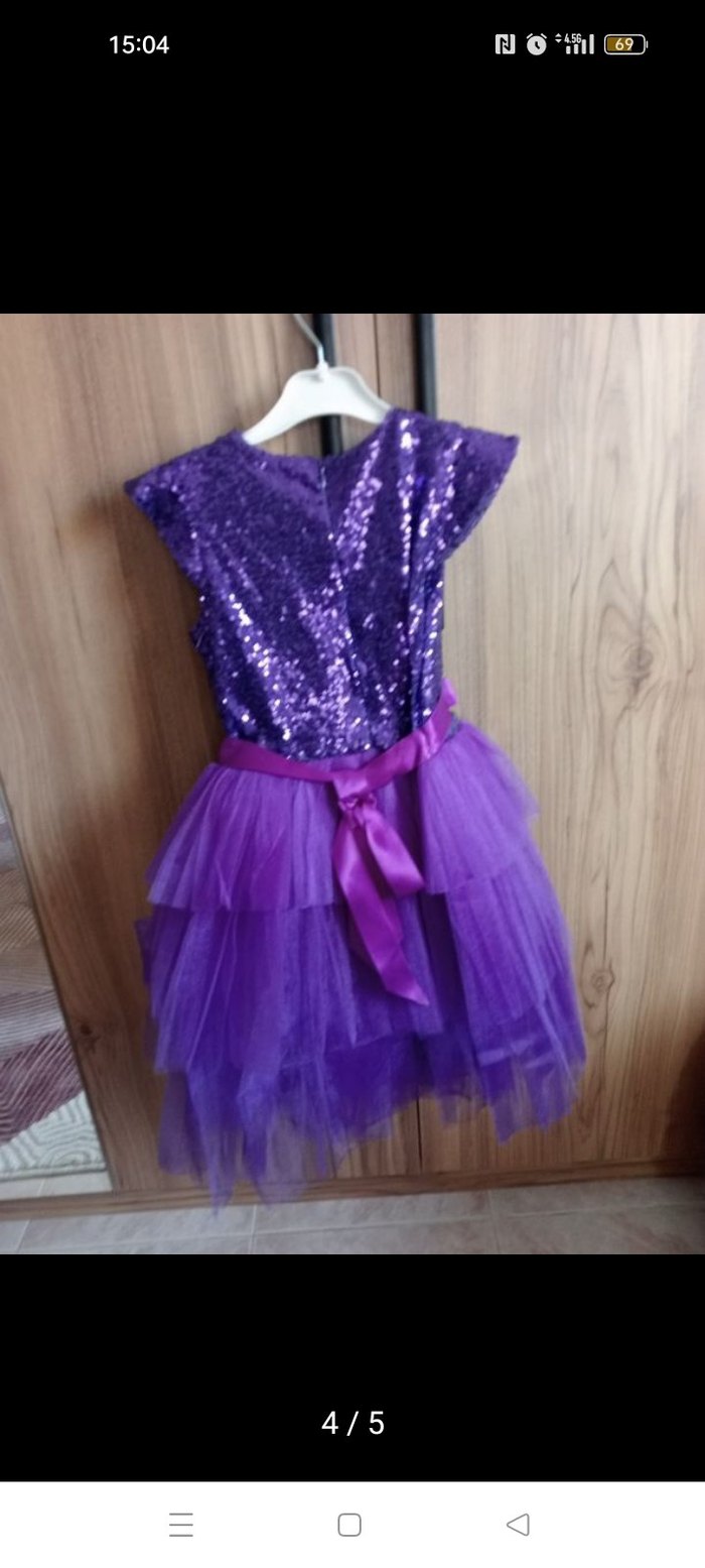 Mor Payetli Çocuk Elbisesi - Görsel 3