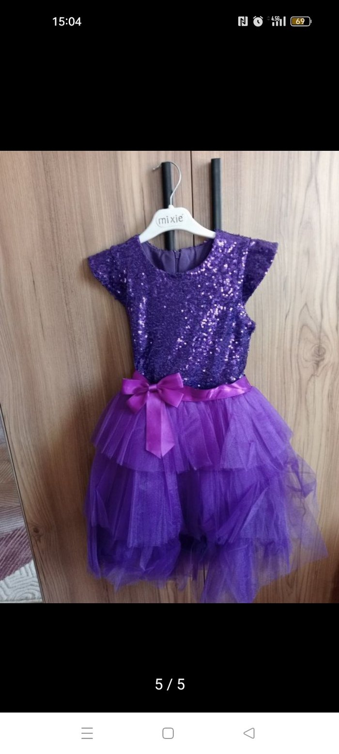 Mor Payetli Çocuk Elbisesi - Görsel 4