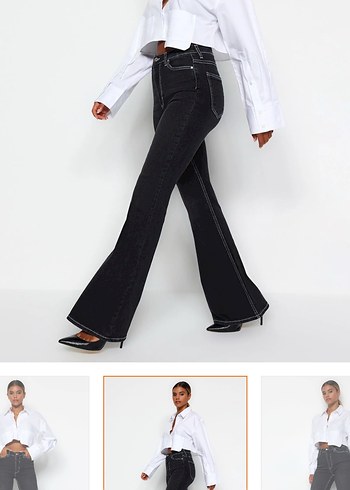 Siyah Kadın Denim Pantolon - Görsel 3