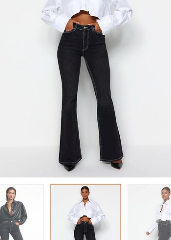 Siyah Kadın Denim Pantolon - Görsel 2