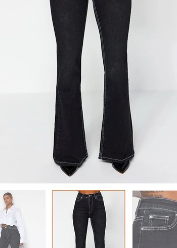 Siyah Kadın Denim Pantolon - Görsel 4