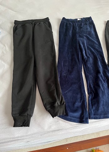 Kızlar için Lacivert Rahat Kesim Kadife Eşofman Altı - Görsel 5