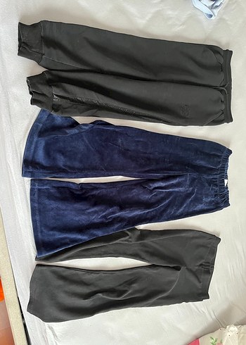 Kızlar için Lacivert Rahat Kesim Kadife Eşofman Altı - Görsel 4