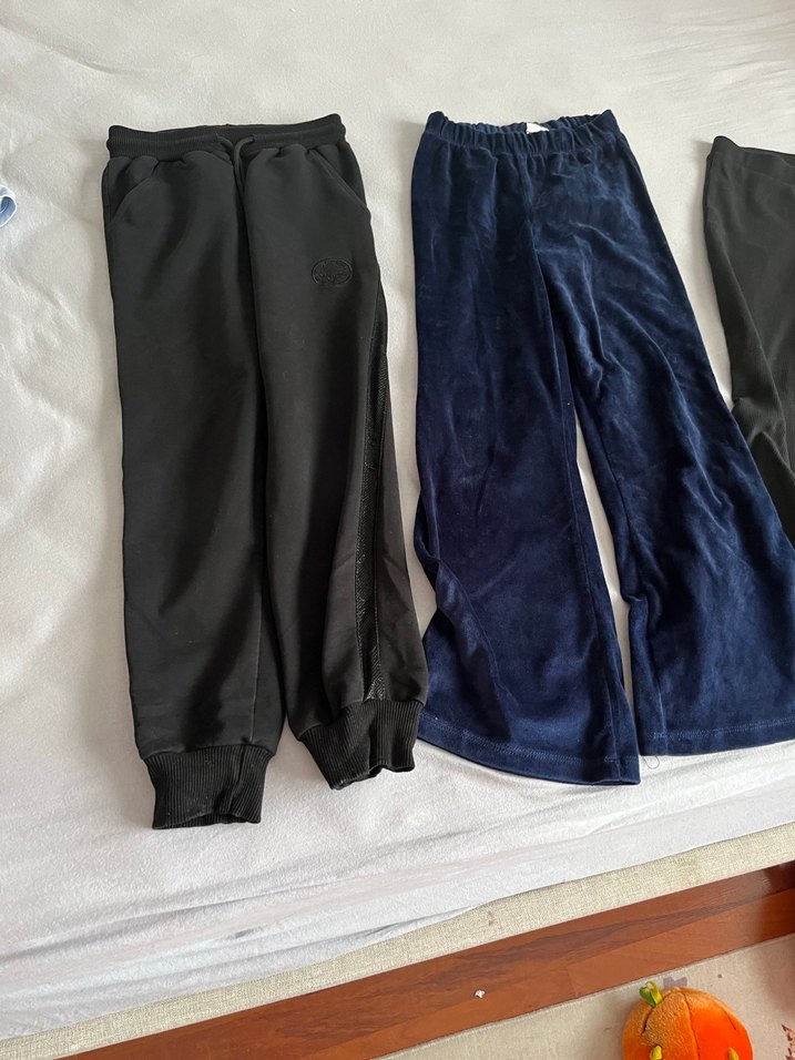 Kızlar için Lacivert Rahat Kesim Kadife Eşofman Altı - Görsel 3