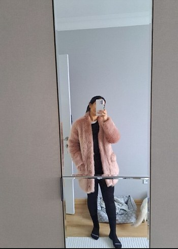 Pembe Midi Kadın Suni Kürk Ceket Koton