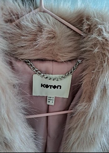 Koton Pembe Midi Kadın Suni Kürk Ceket Koton