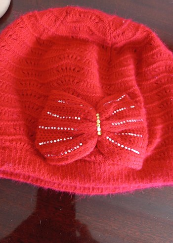 Kırmızı Kadın Örgü Bere - Görsel 4