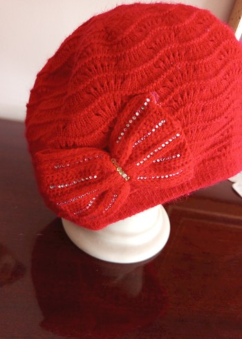 Kırmızı Kadın Örgü Bere - Görsel 2