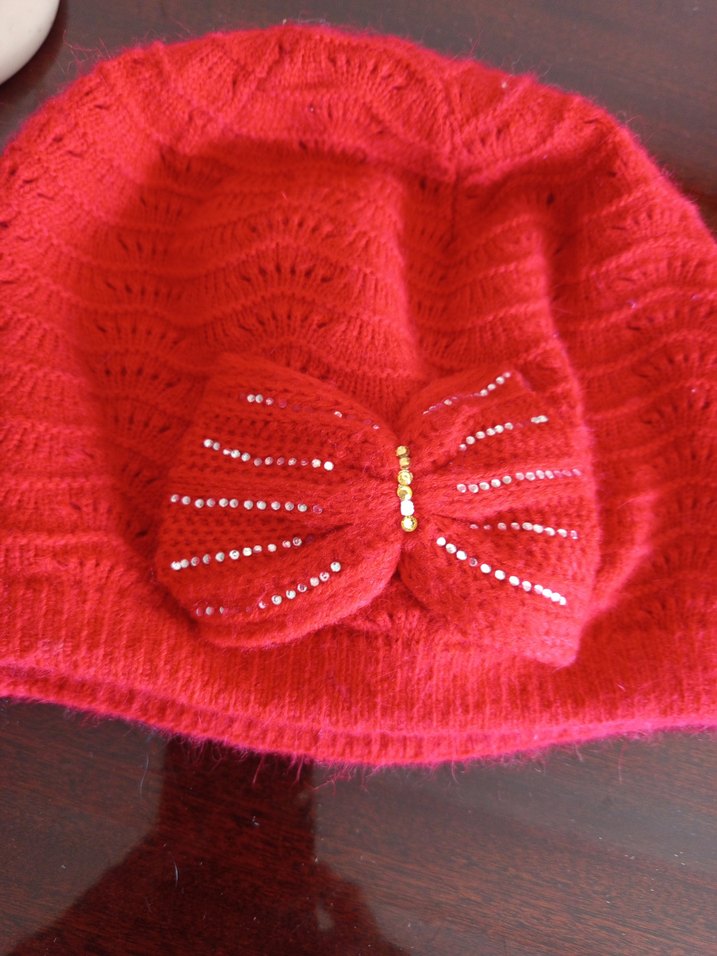 Kırmızı Kadın Örgü Bere - Görsel 4