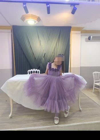 Pastel Mor Kız Çocuk Straplez Elbise