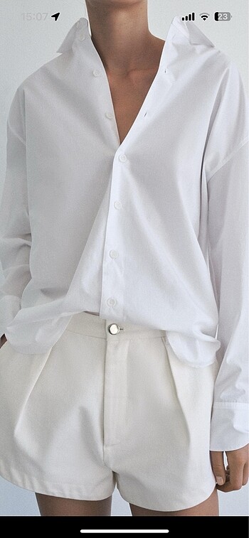s Beden beyaz Renk Zara Oversize Poplin Gömlek