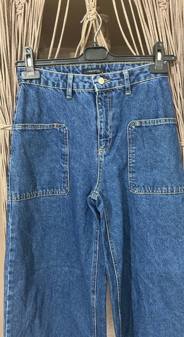 Kadın Lacivert Bol Kesim Kot Pantolon - Görsel 3