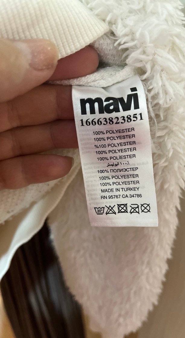 Beyaz Fermuarlı Sweatshirt - Görsel 5