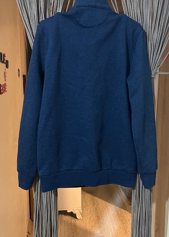 Erkek Mavi Boğazı Fermuarlı Sweatshirt - Görsel 5